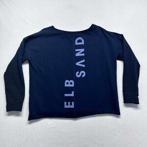 Elbsand Womens Riane Pullover Sweatshirt Size L Navy Blue Casual Comfy Cotton